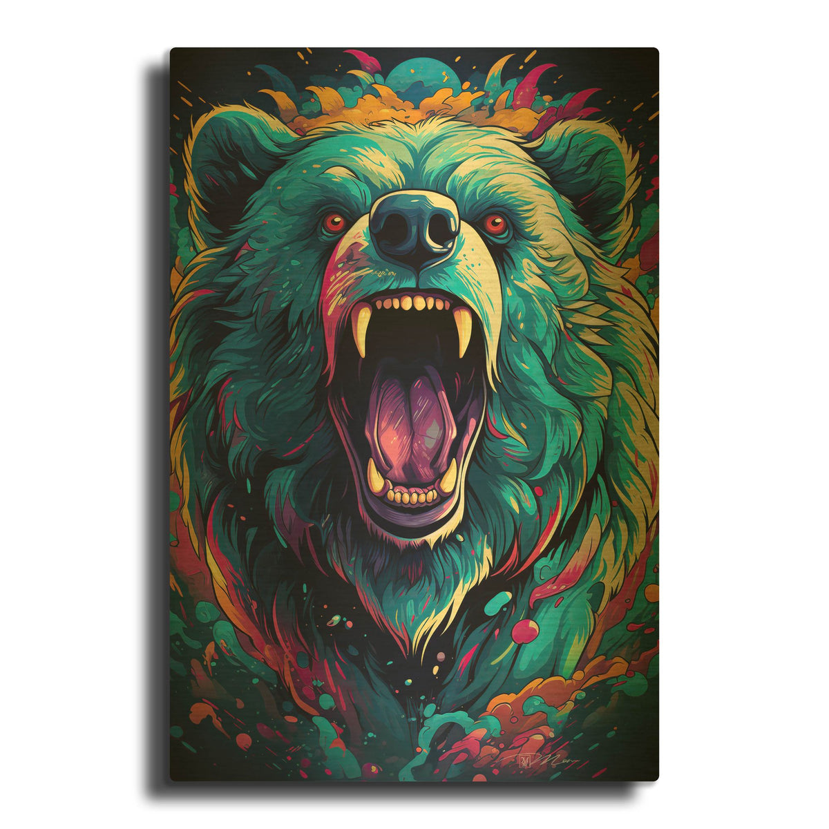 'DMT Art Bear' By Momart Gold Metal Wall Art