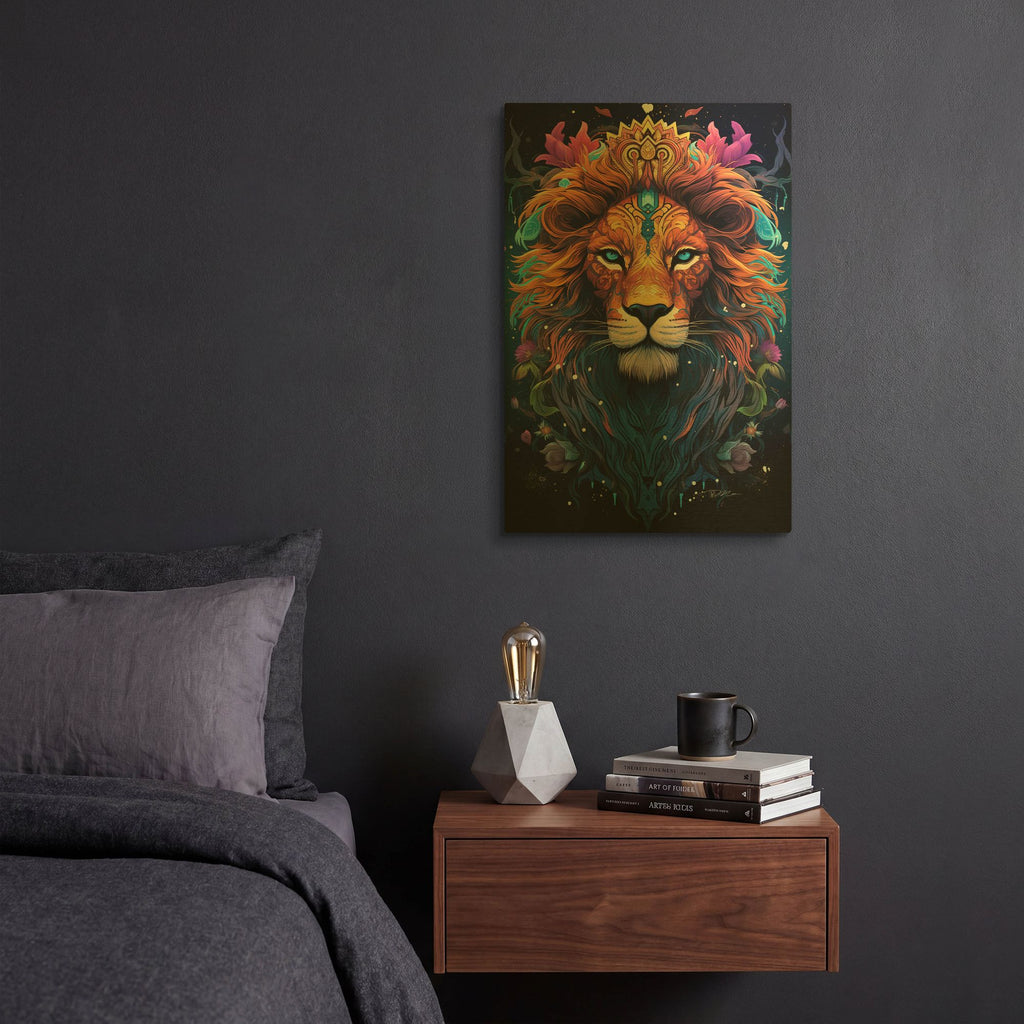 'DMT Art Lion 2' By Momart Gold Metal Wall Art