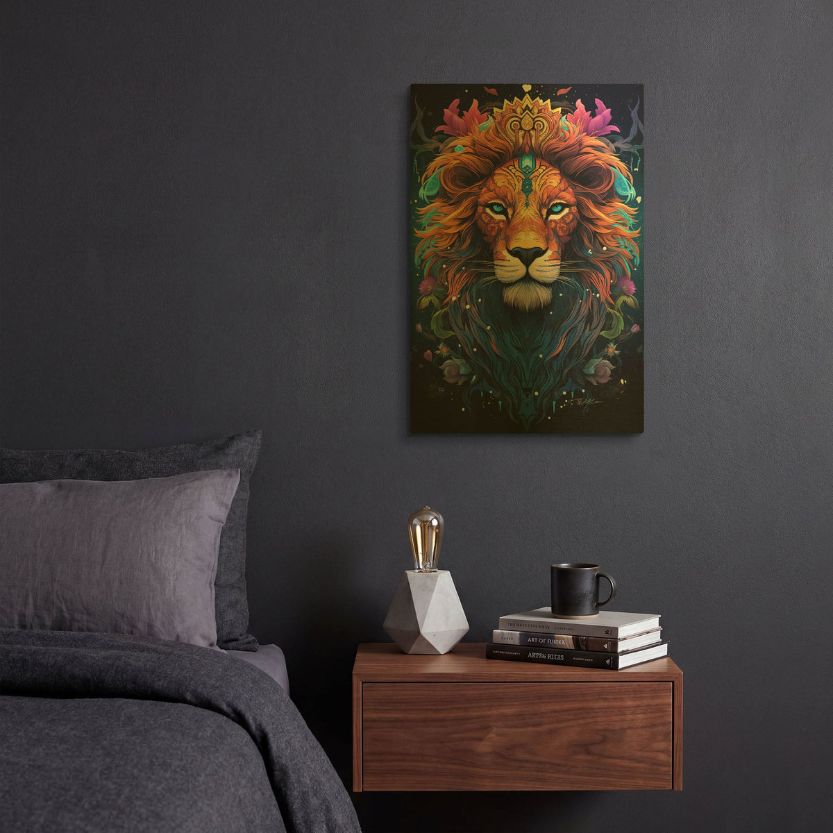 'DMT Art Lion 2' By Momart Gold Metal Wall Art