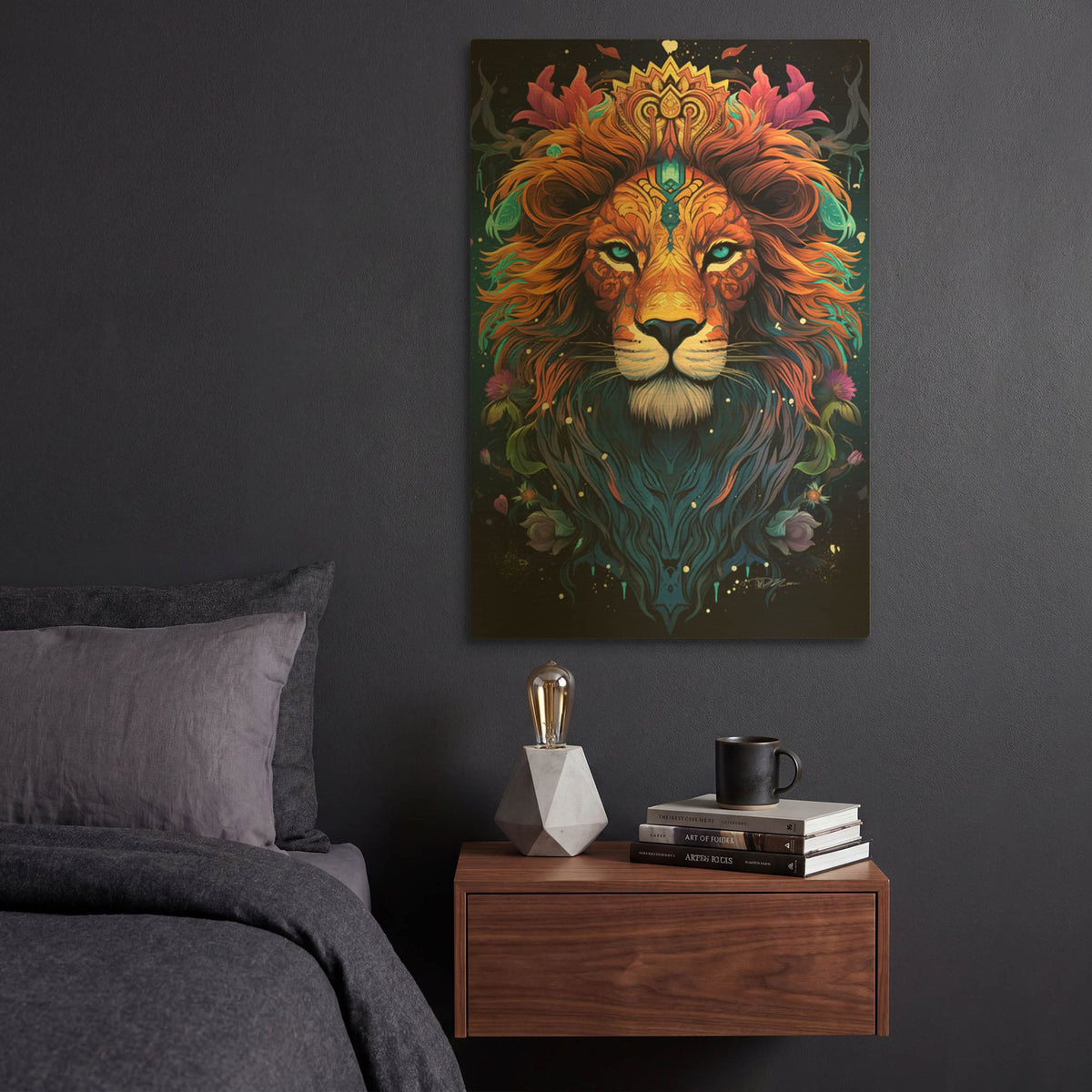 'DMT Art Lion 2' By Momart Gold Metal Wall Art