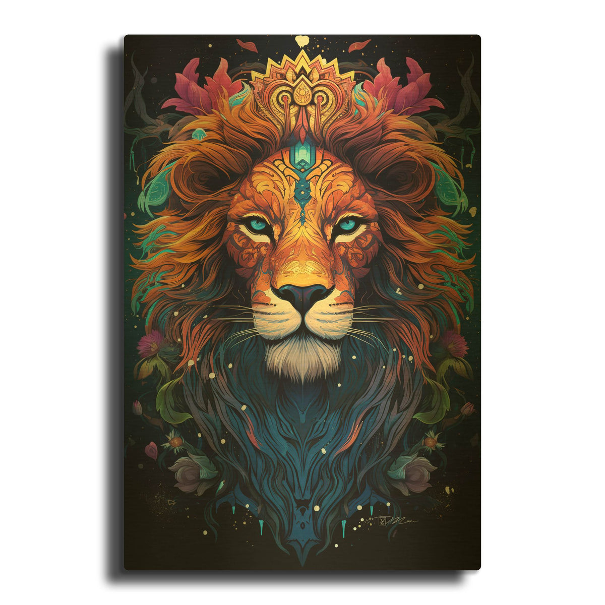 'DMT Art Lion 2' By Momart Gold Metal Wall Art