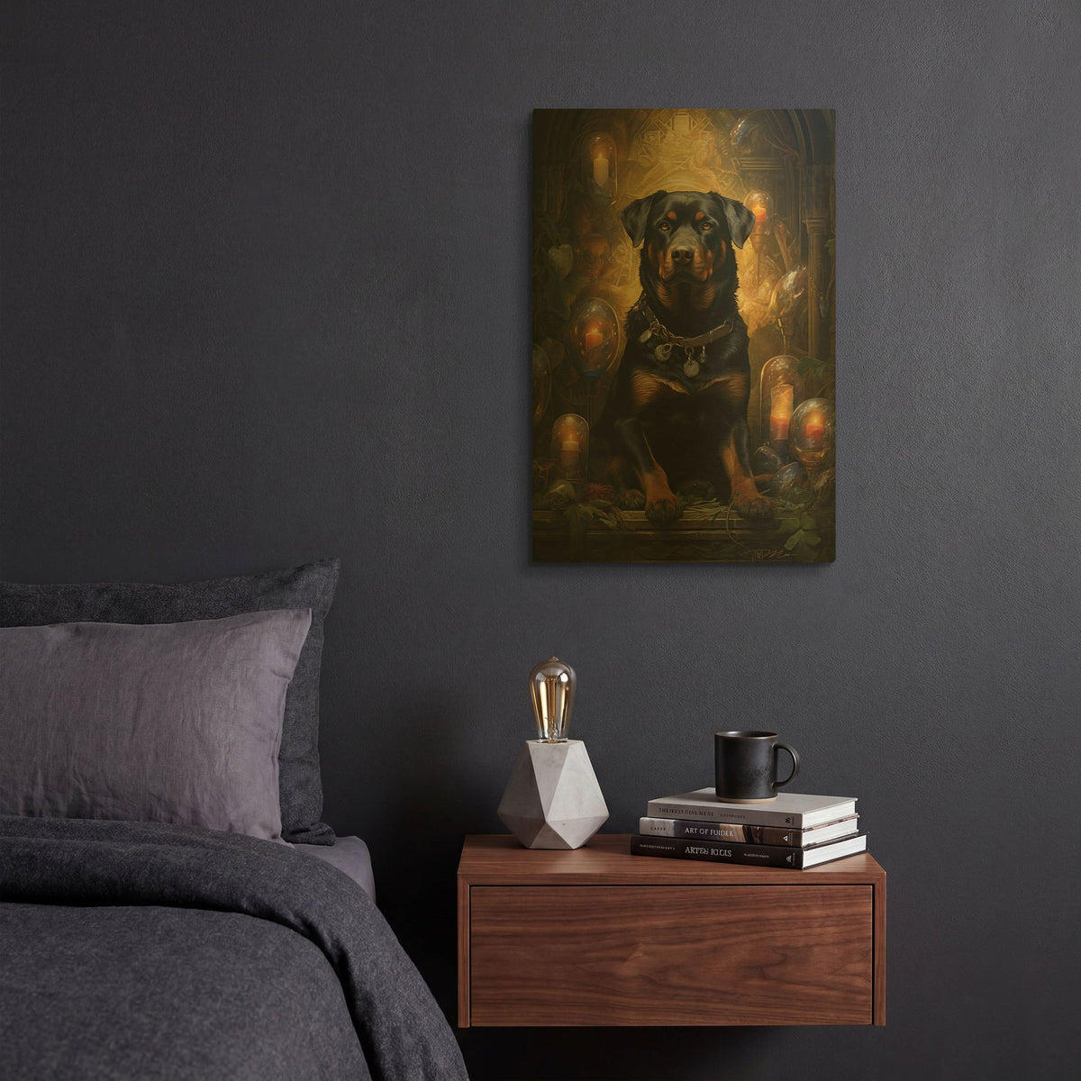 'Dog Fairy Tale 1' By Momart Gold Metal Wall Art