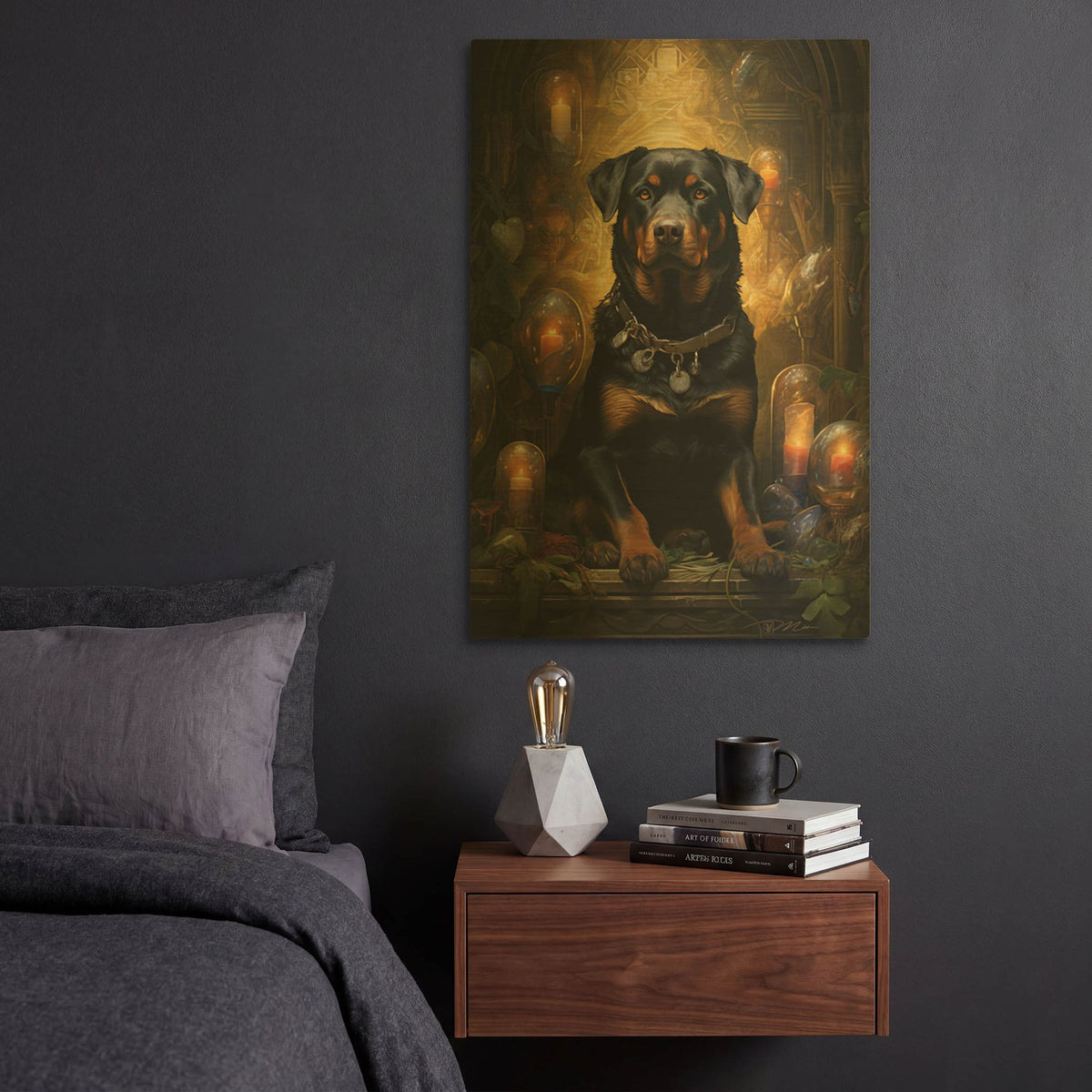 'Dog Fairy Tale 1' By Momart Gold Metal Wall Art