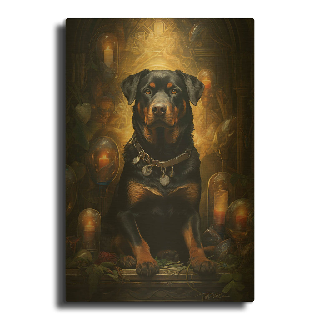 'Dog Fairy Tale 1' By Momart Gold Metal Wall Art