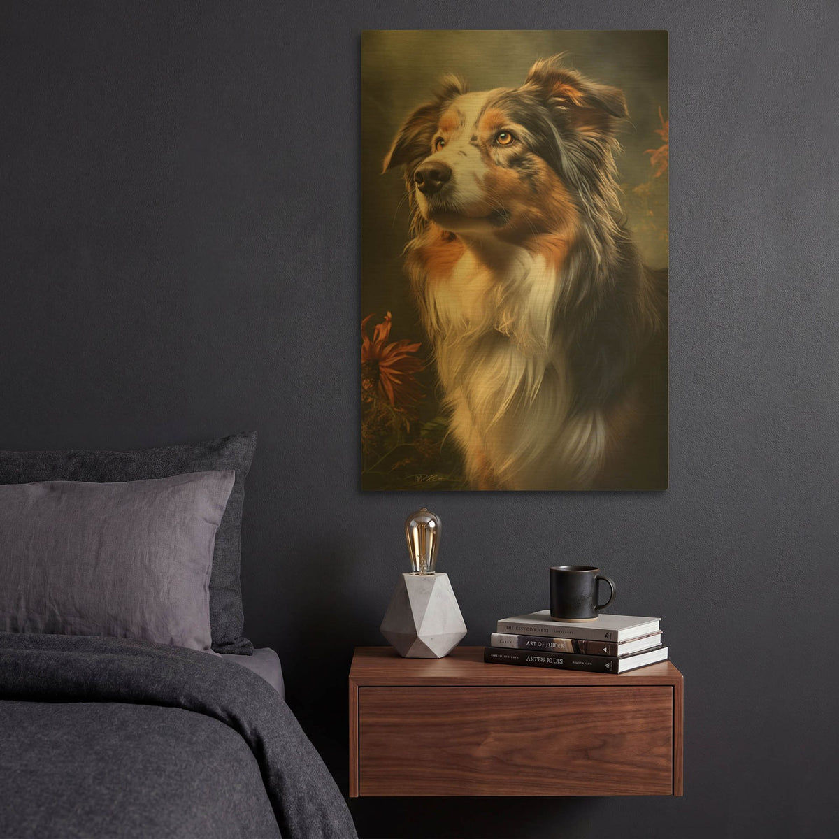 'Dog Fairy Tale 3' By Momart Gold Metal Wall Art