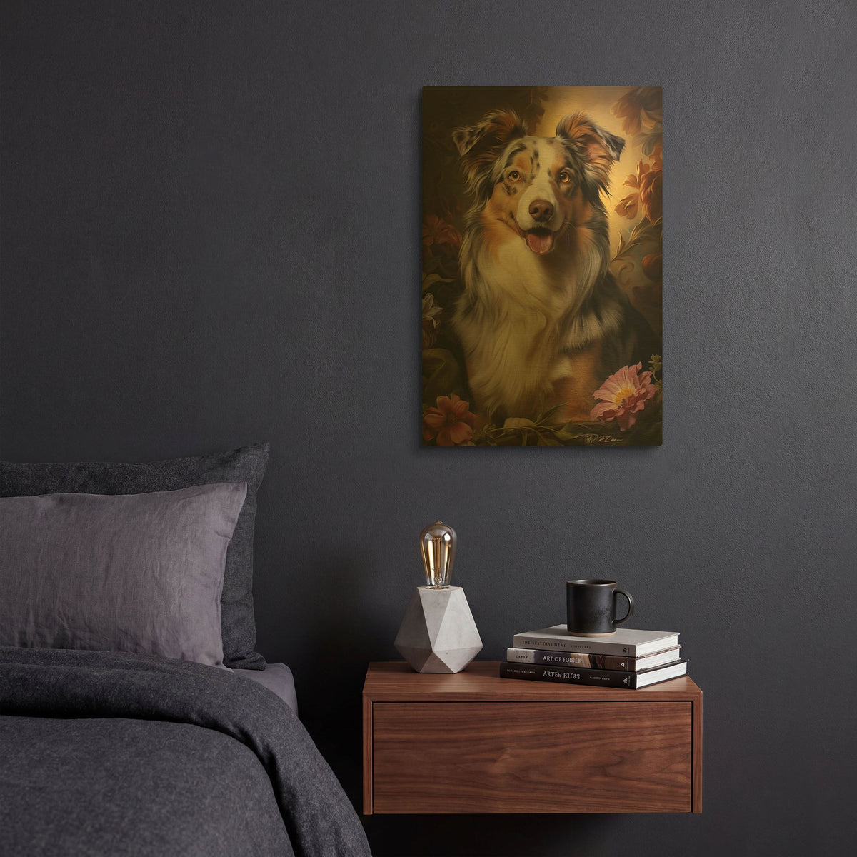 'Dog Fairy Tale 4' By Momart Gold Metal Wall Art