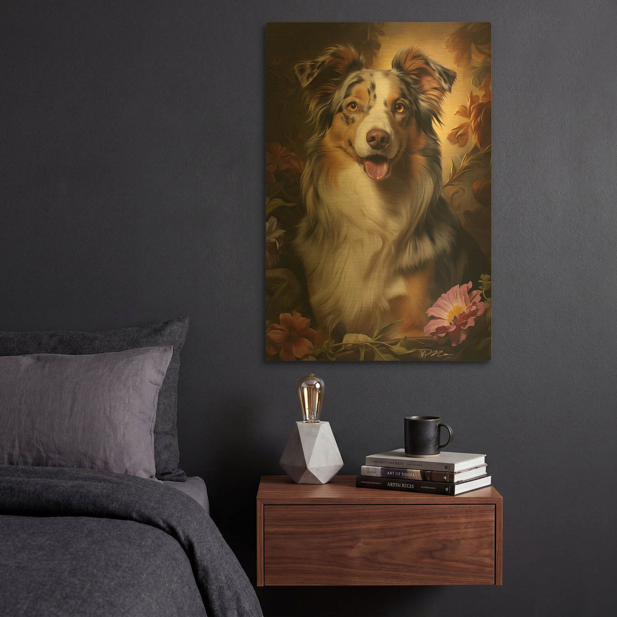 'Dog Fairy Tale 4' By Momart Gold Metal Wall Art