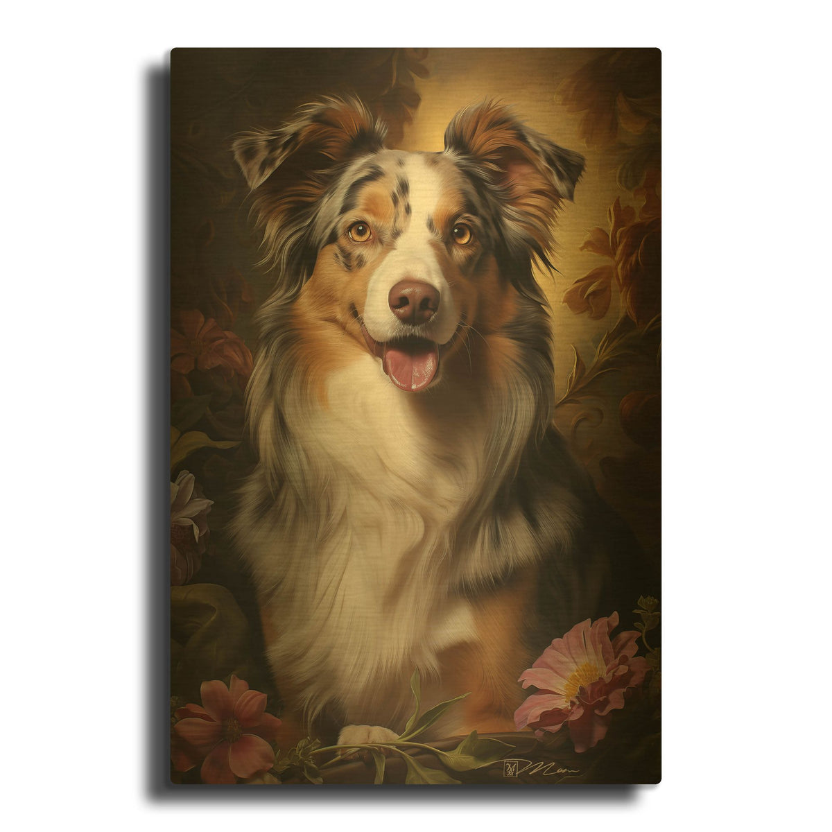 'Dog Fairy Tale 4' By Momart Gold Metal Wall Art