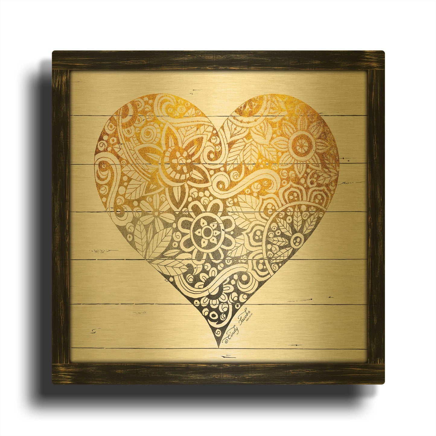 'Zen Season' By Cindy Jacobs Gold Metal Wall Art