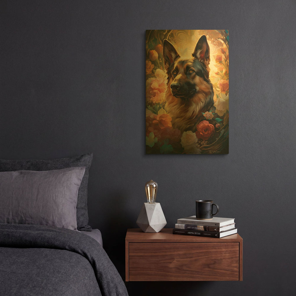 'Dog Fairy Tale 6' By Momart Gold Metal Wall Art