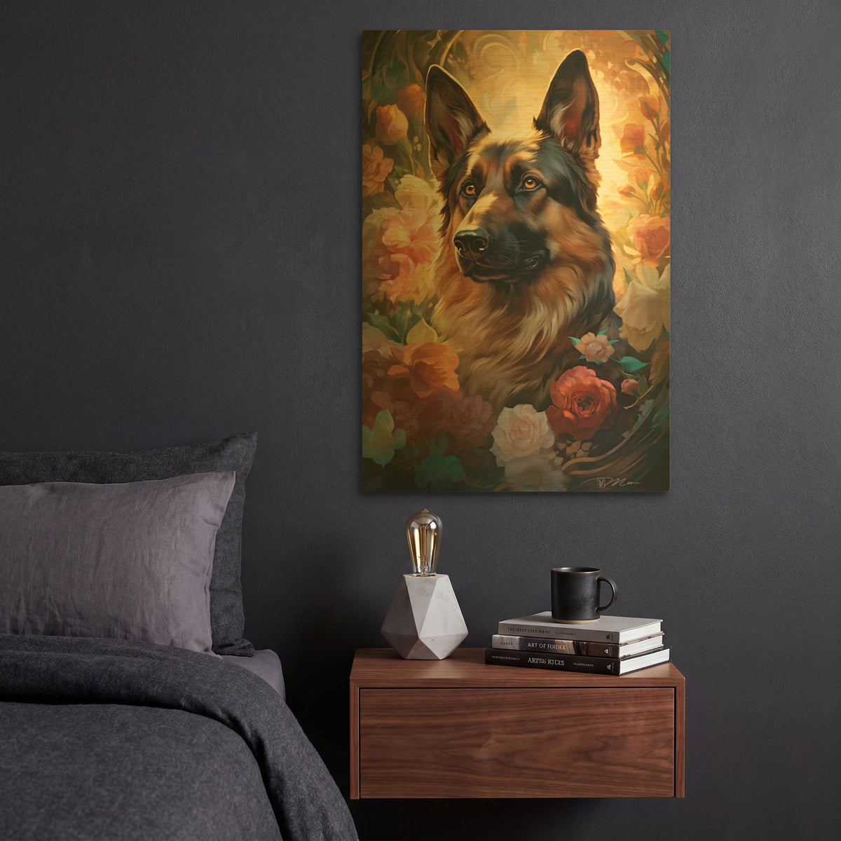 'Dog Fairy Tale 6' By Momart Gold Metal Wall Art
