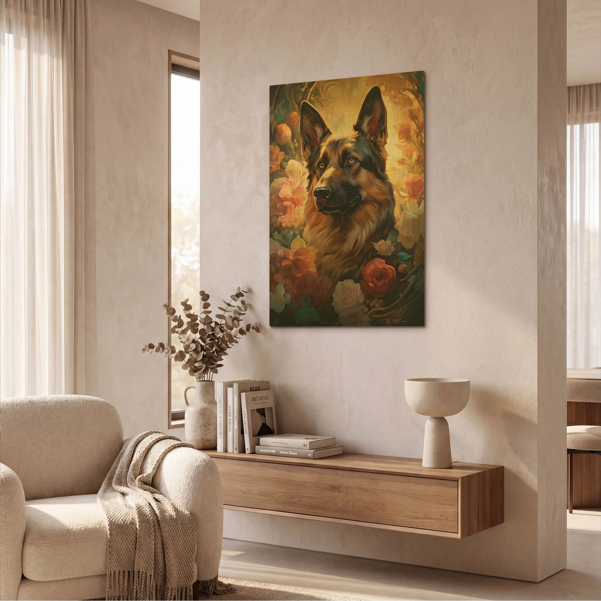 'Dog Fairy Tale 6' By Momart Gold Metal Wall Art