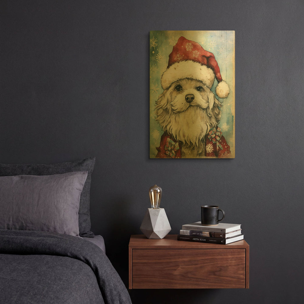 'Dog Like Santa Claus, You’re Sure To Have Been Good' By Momart Gold Metal Wall Art