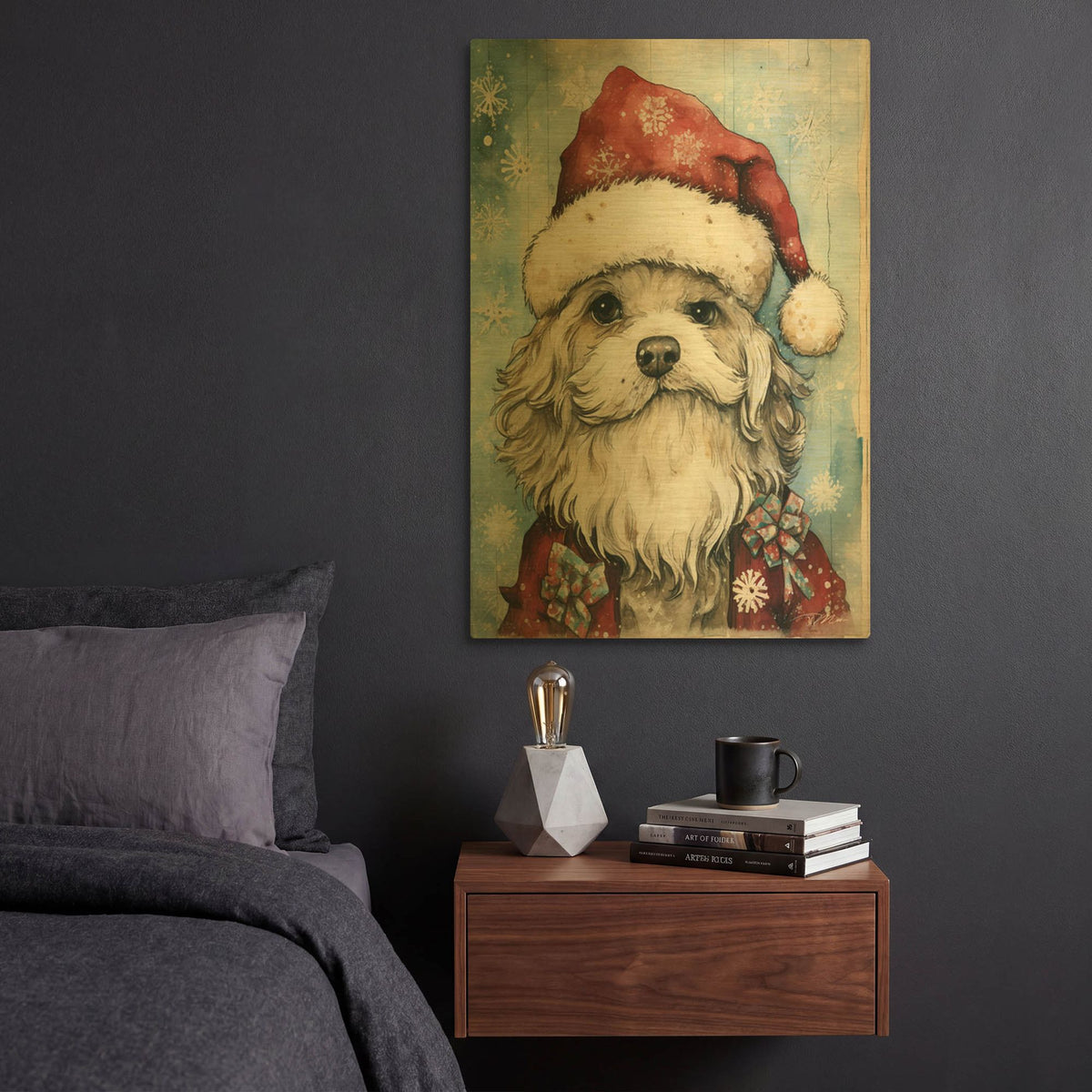 'Dog Like Santa Claus, You’re Sure To Have Been Good' By Momart Gold Metal Wall Art