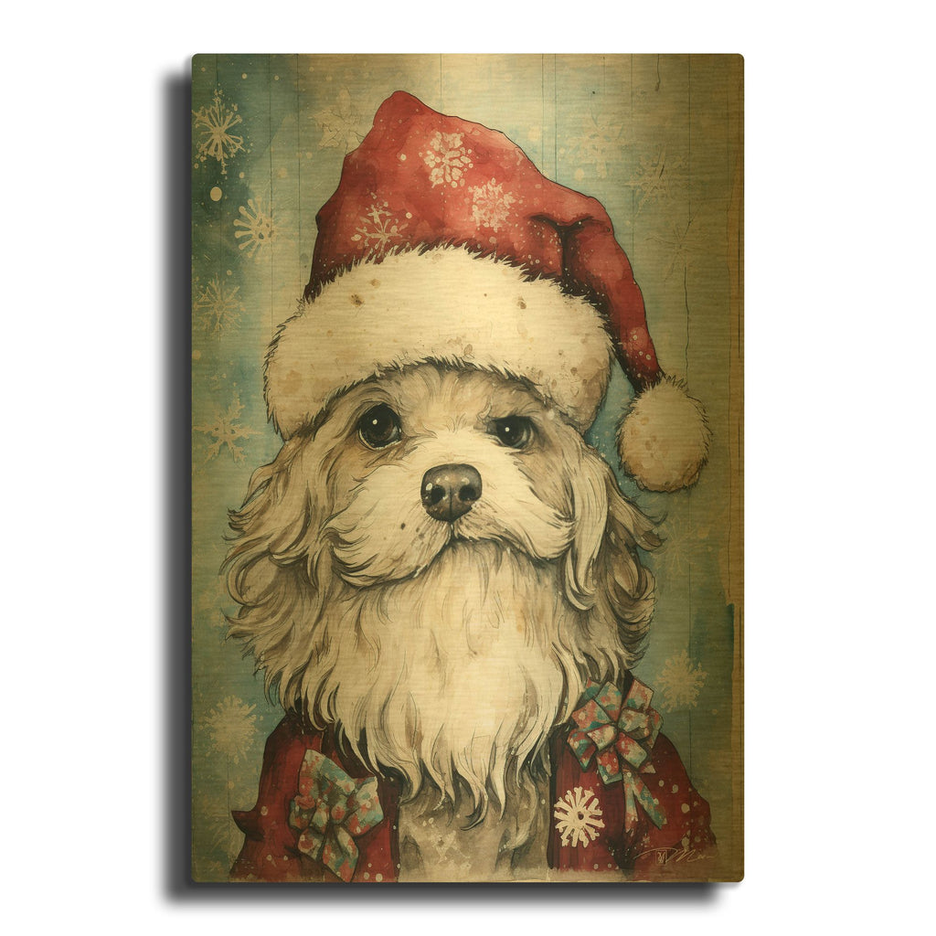 'Dog Like Santa Claus, You’re Sure To Have Been Good' By Momart Gold Metal Wall Art
