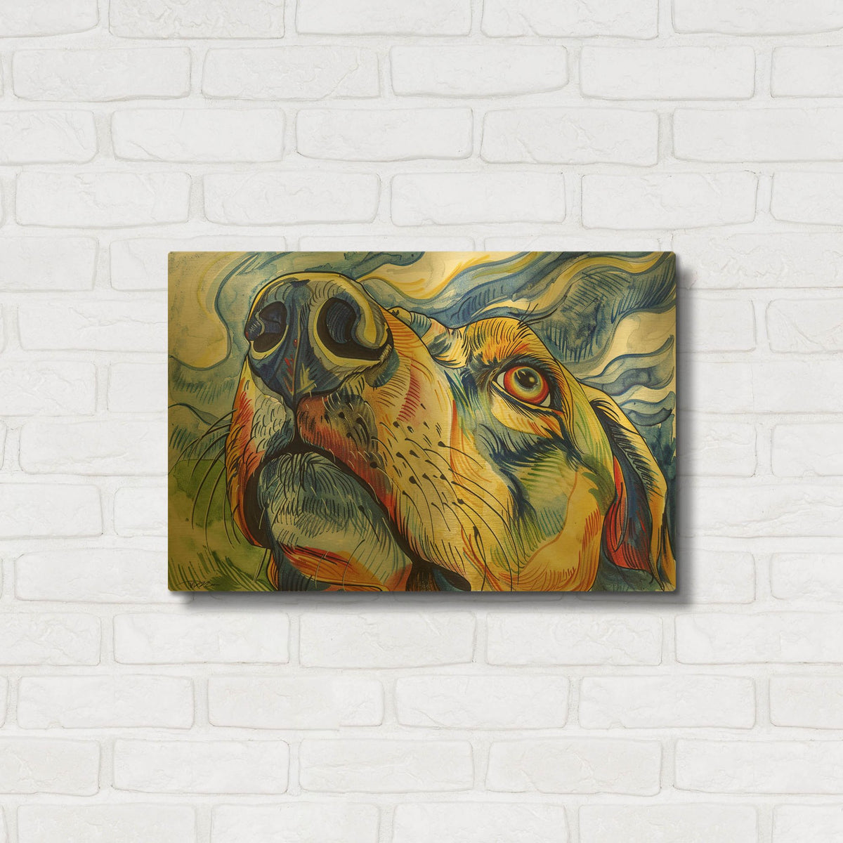 'Dog Portrait' By Momart Gold Metal Wall Art