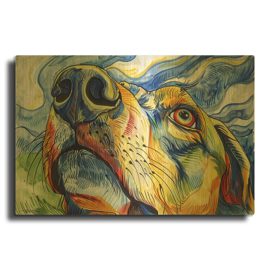 'Dog Portrait' By Momart Gold Metal Wall Art