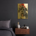 'Dog With Glasses And Hat 2' By Momart Gold Metal Wall Art