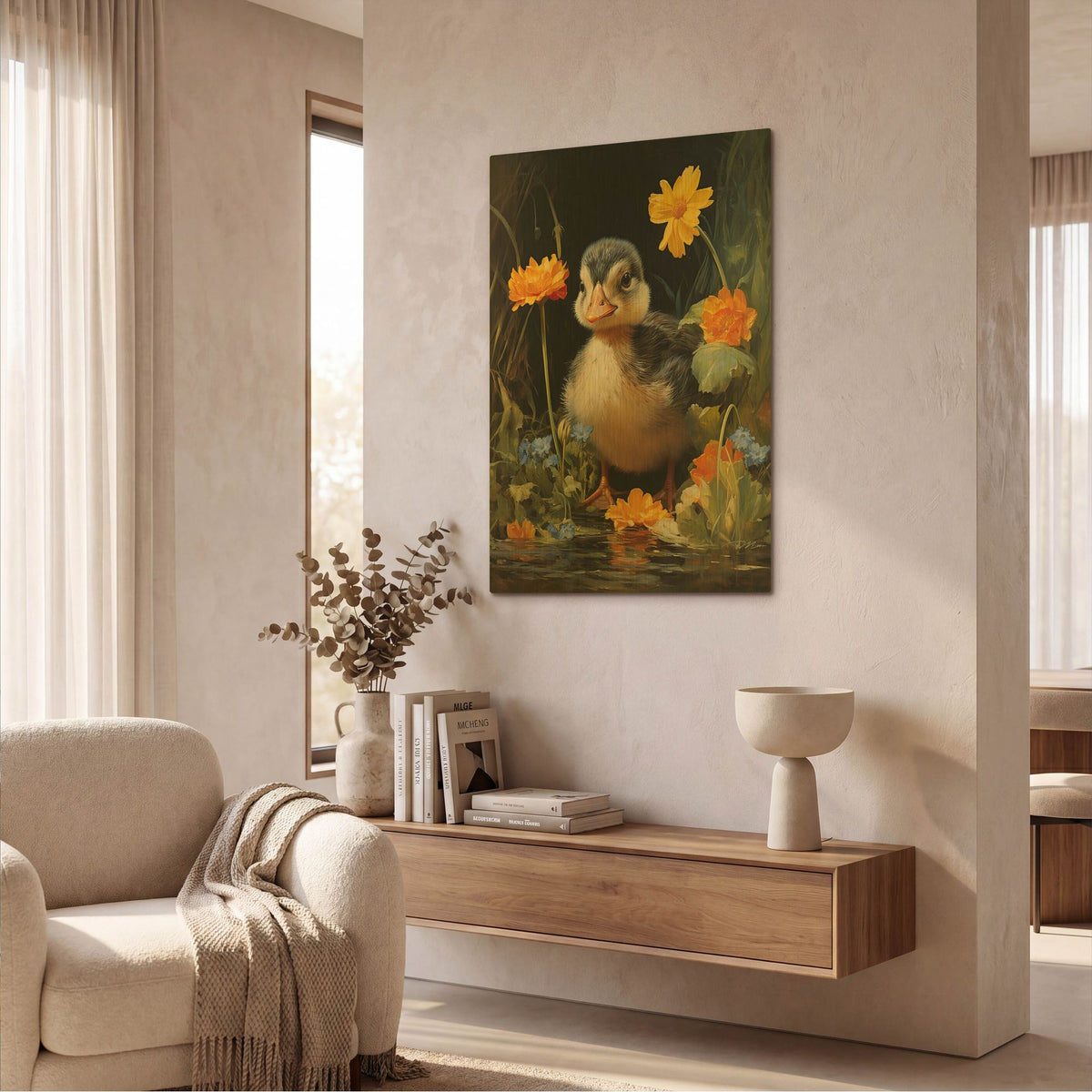 'Duckling' By Momart Gold Metal Wall Art