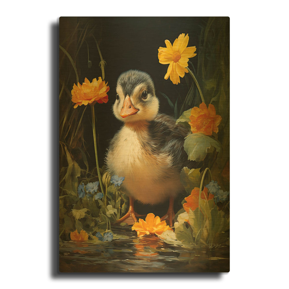 'Duckling' By Momart Gold Metal Wall Art