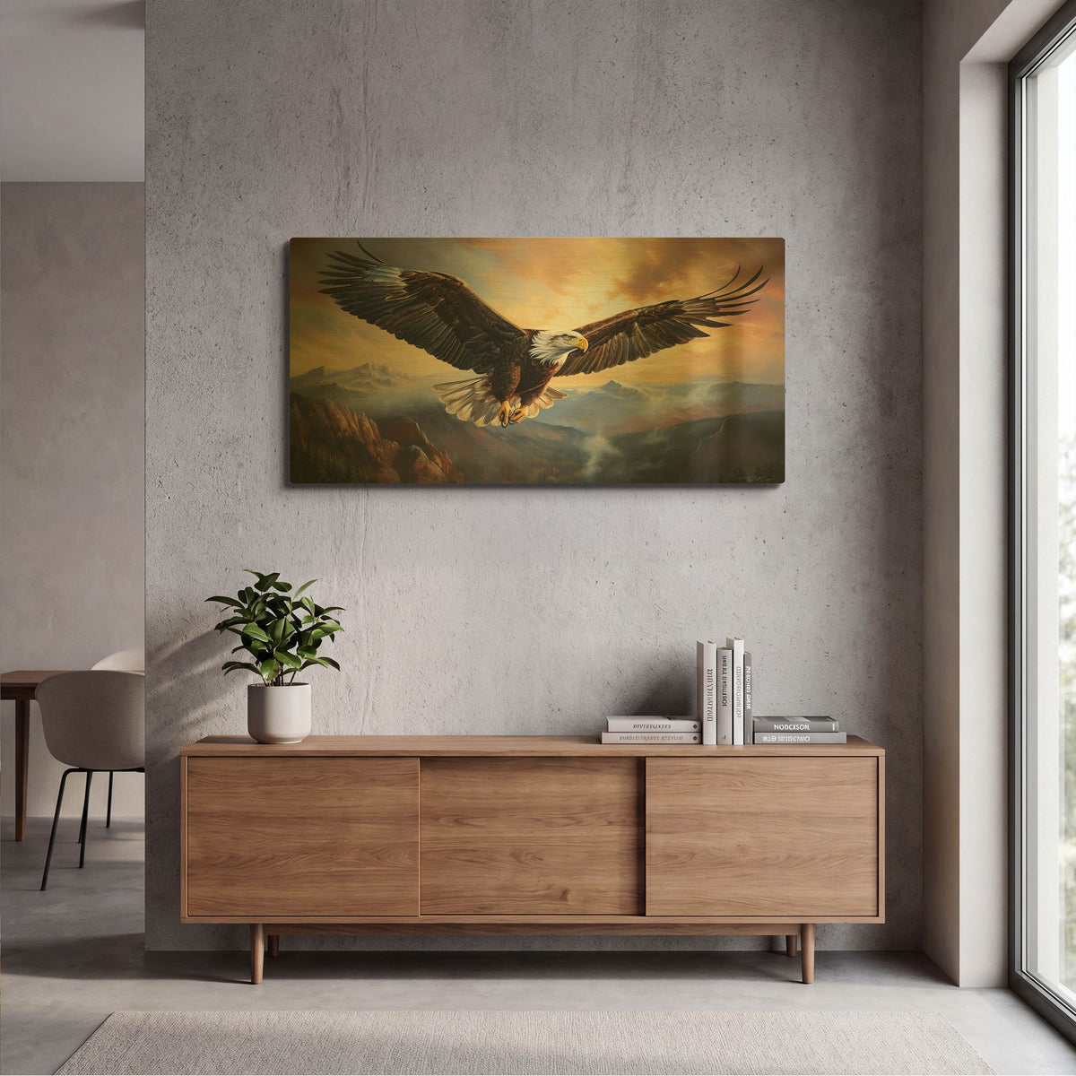 'Eagle Flying 1' By Momart Gold Metal Wall Art