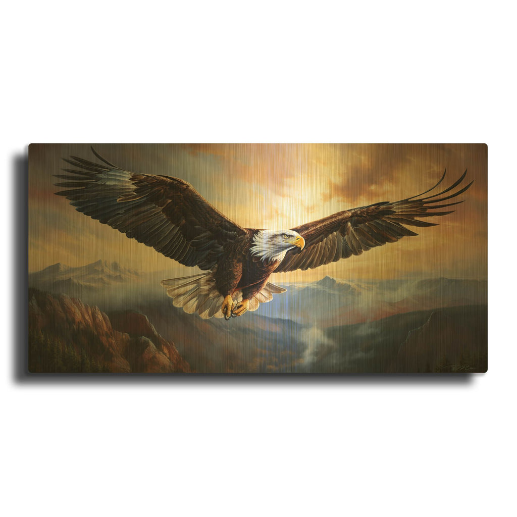 'Eagle Flying 1' By Momart Gold Metal Wall Art