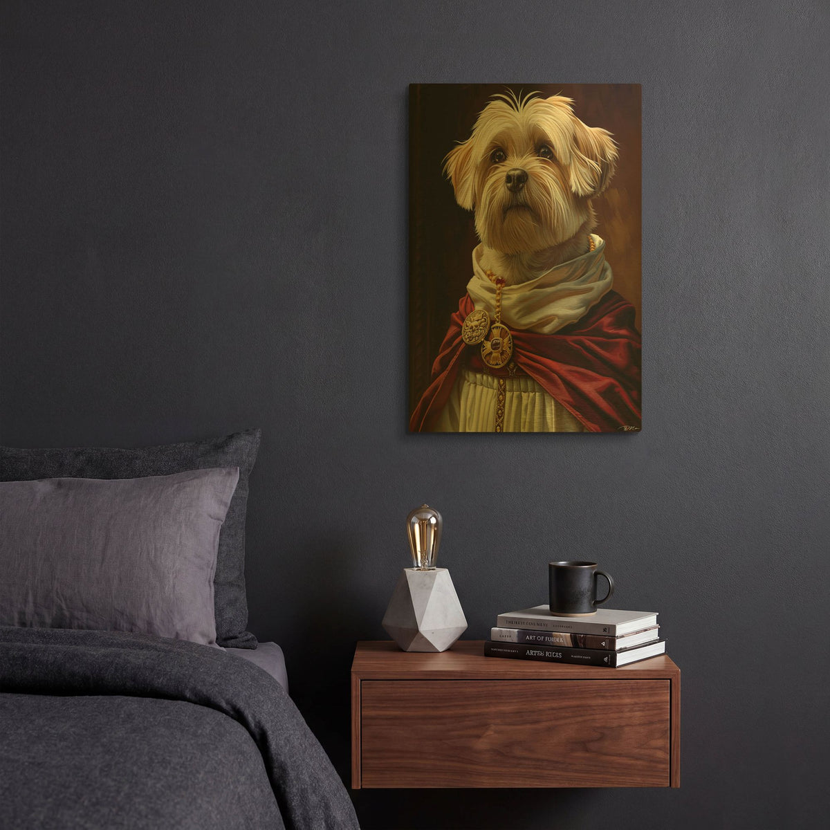 'Eclectic Maltese Portrait' By Momart Gold Metal Wall Art