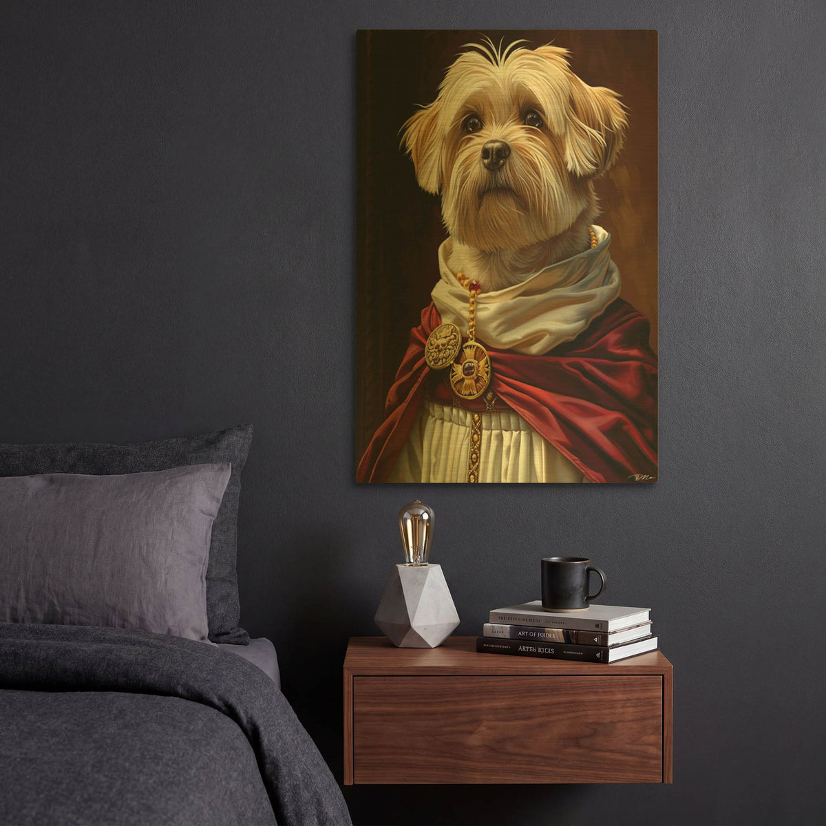 'Eclectic Maltese Portrait' By Momart Gold Metal Wall Art