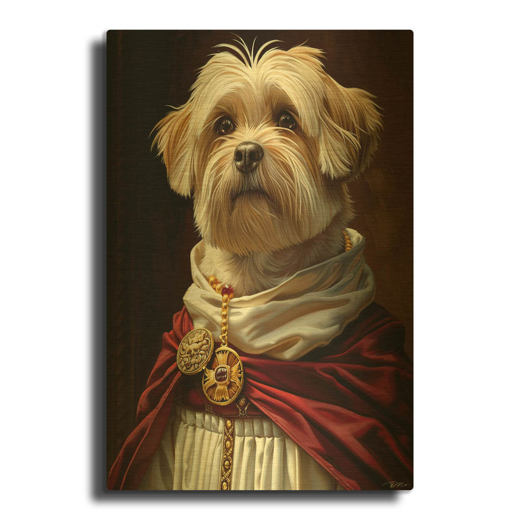 'Eclectic Maltese Portrait' By Momart Gold Metal Wall Art