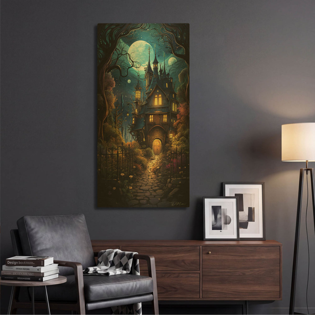 'Enchanted Castle 2' By Momart Gold Metal Wall Art