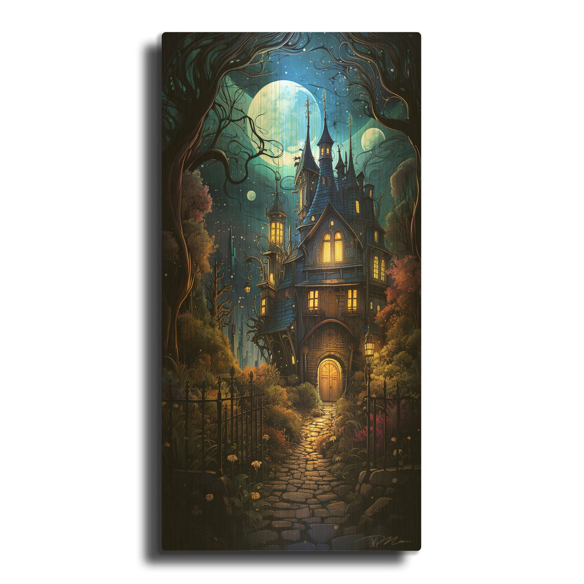 'Enchanted Castle 2' By Momart Gold Metal Wall Art