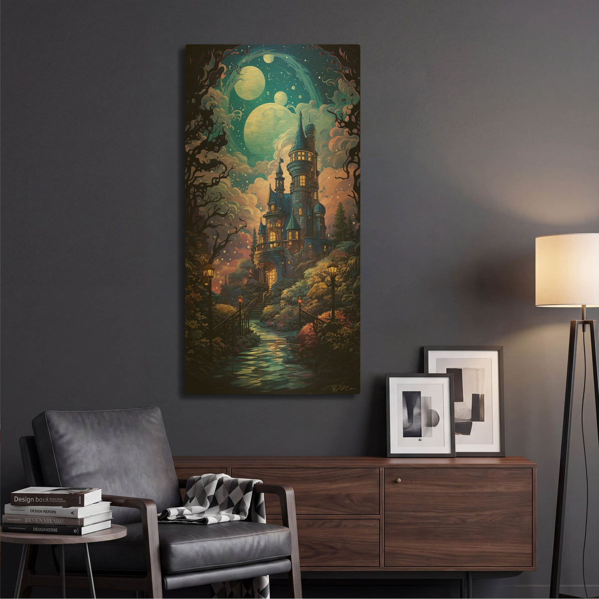 'Enchanted Castle 3' By Momart Gold Metal Wall Art