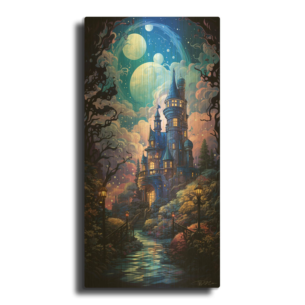 'Enchanted Castle 3' By Momart Gold Metal Wall Art