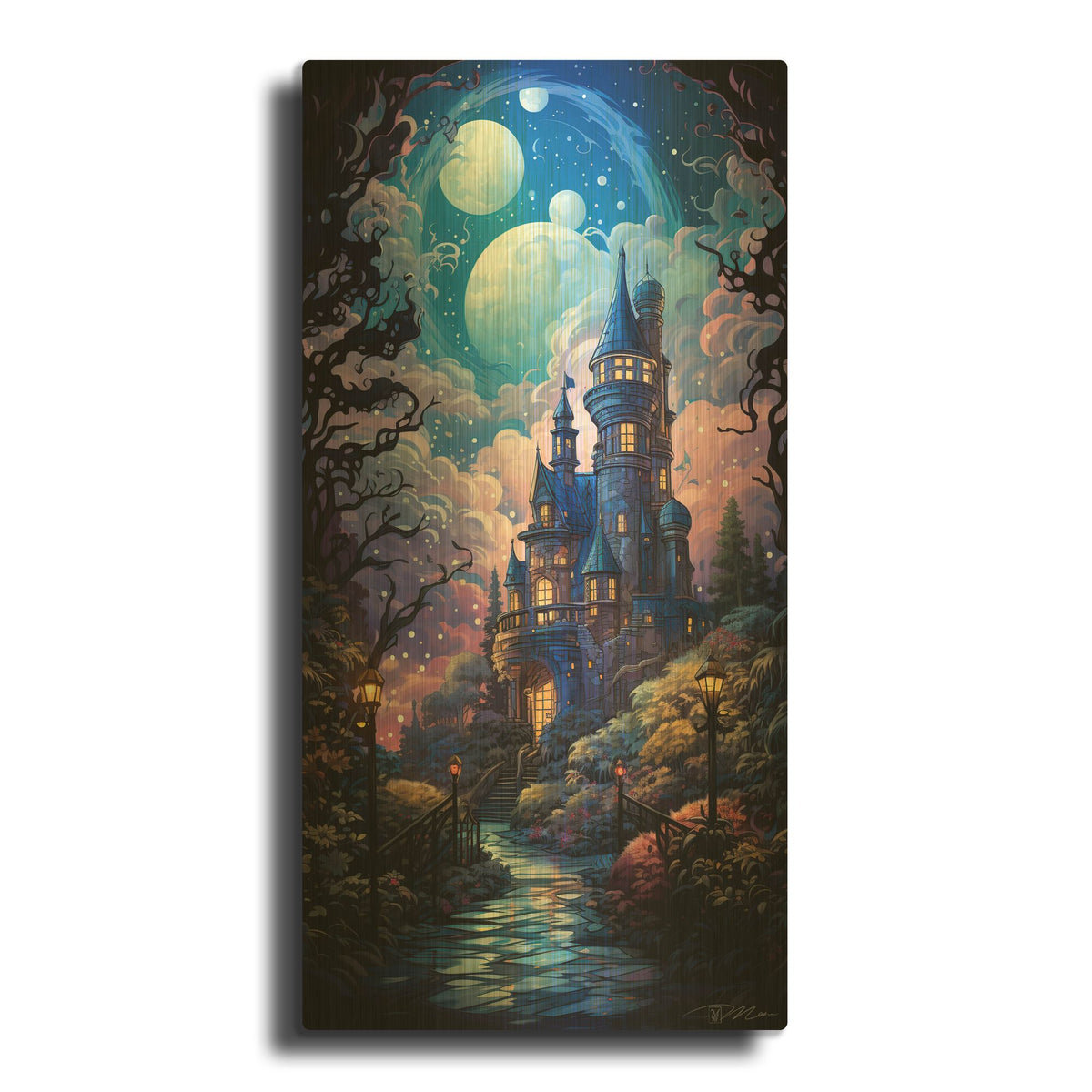 'Enchanted Castle 3' By Momart Gold Metal Wall Art