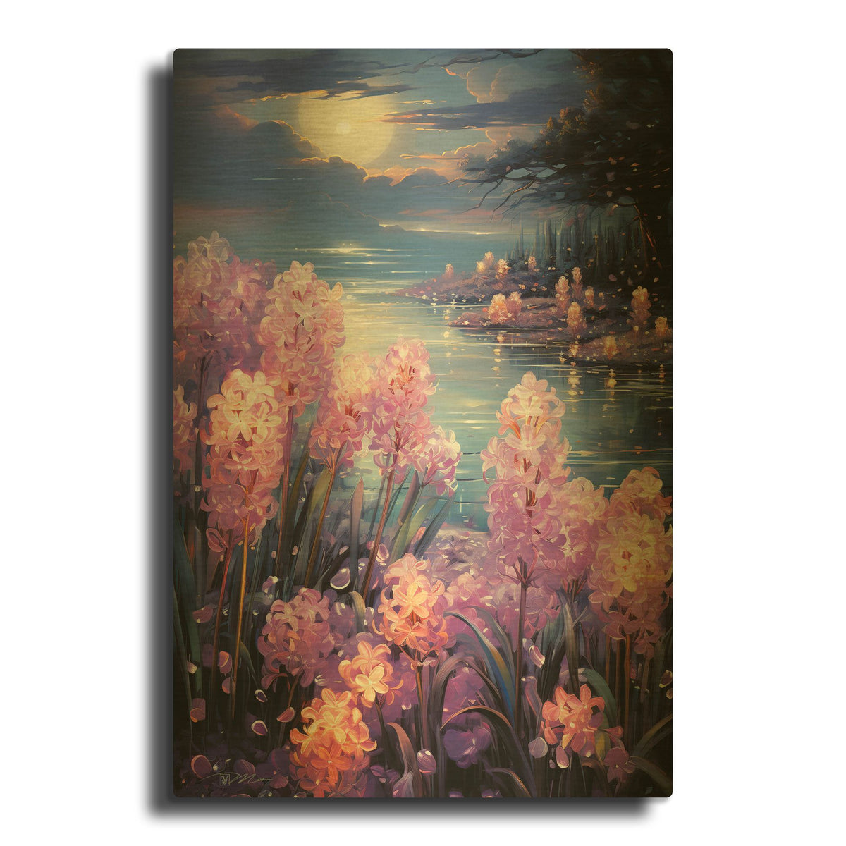 'Ethereal Hyacinth 1' By Momart Gold Metal Wall Art