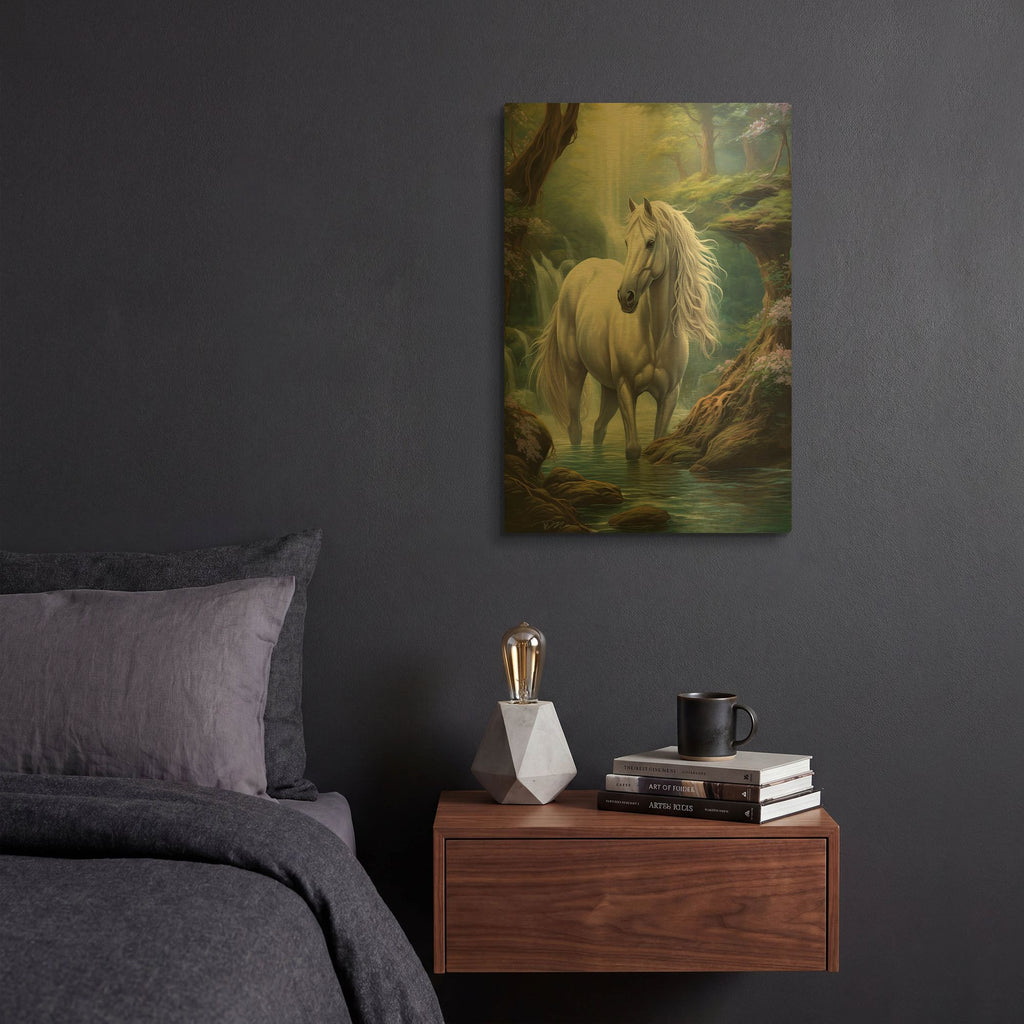 'Fairy White Horse' By Momart Gold Metal Wall Art
