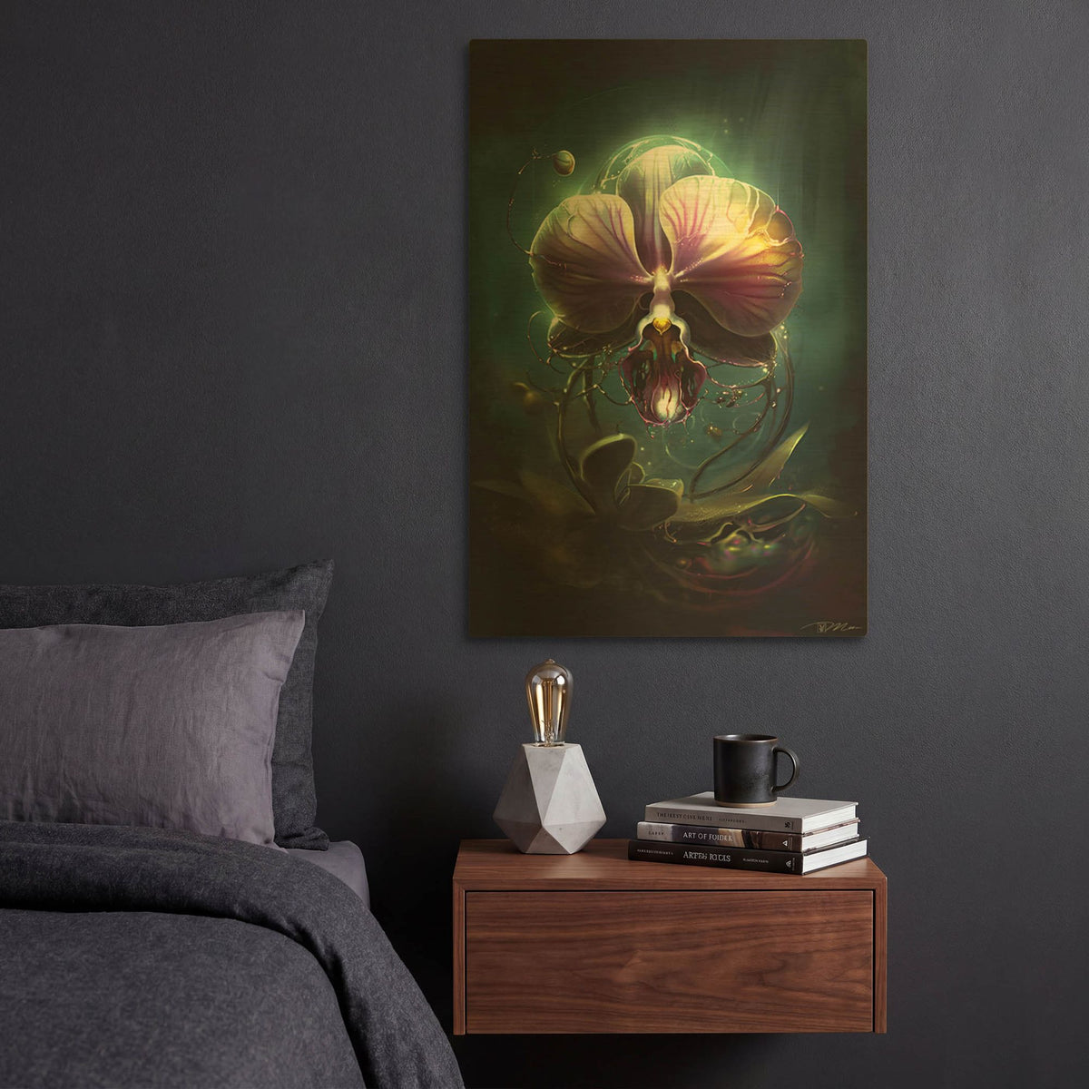 'Fantastic Orchid 1' By Momart Gold Metal Wall Art