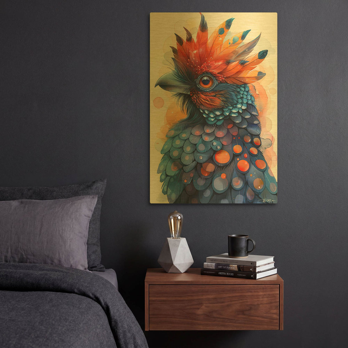 'Fantasy Bird Of Paradise' By Momart Gold Metal Wall Art