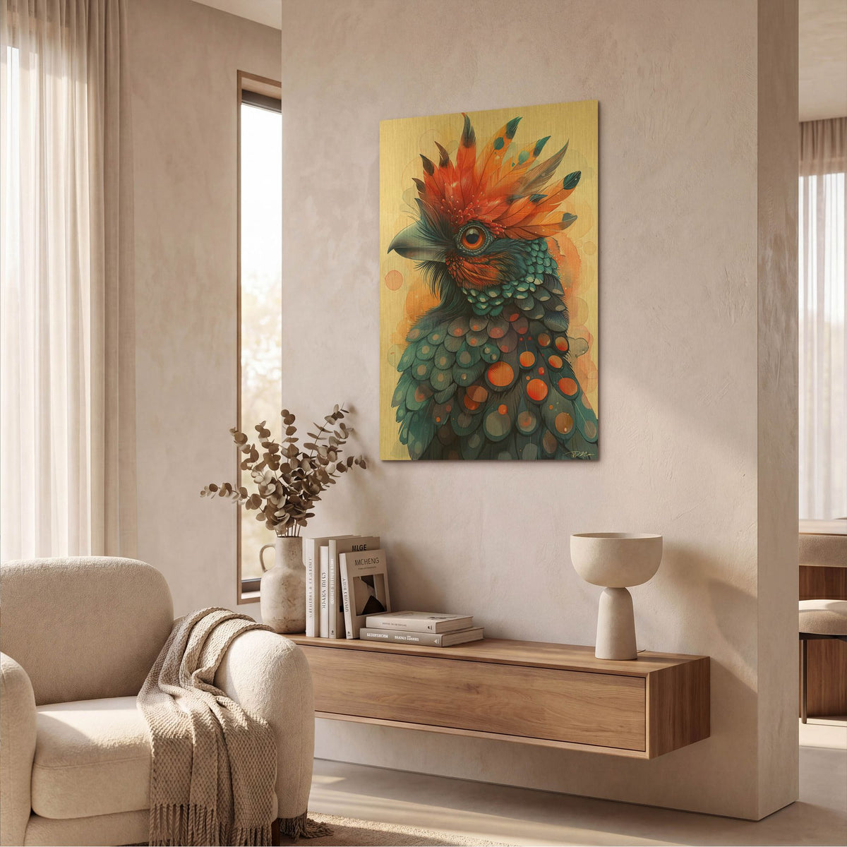 'Fantasy Bird Of Paradise' By Momart Gold Metal Wall Art
