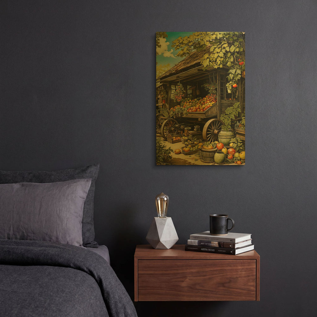 'Farmhouse And Fruit' By Momart Gold Metal Wall Art