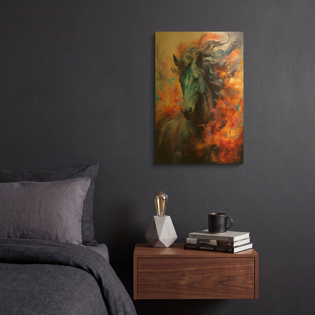 'Fire Horse' By Momart Gold Metal Wall Art