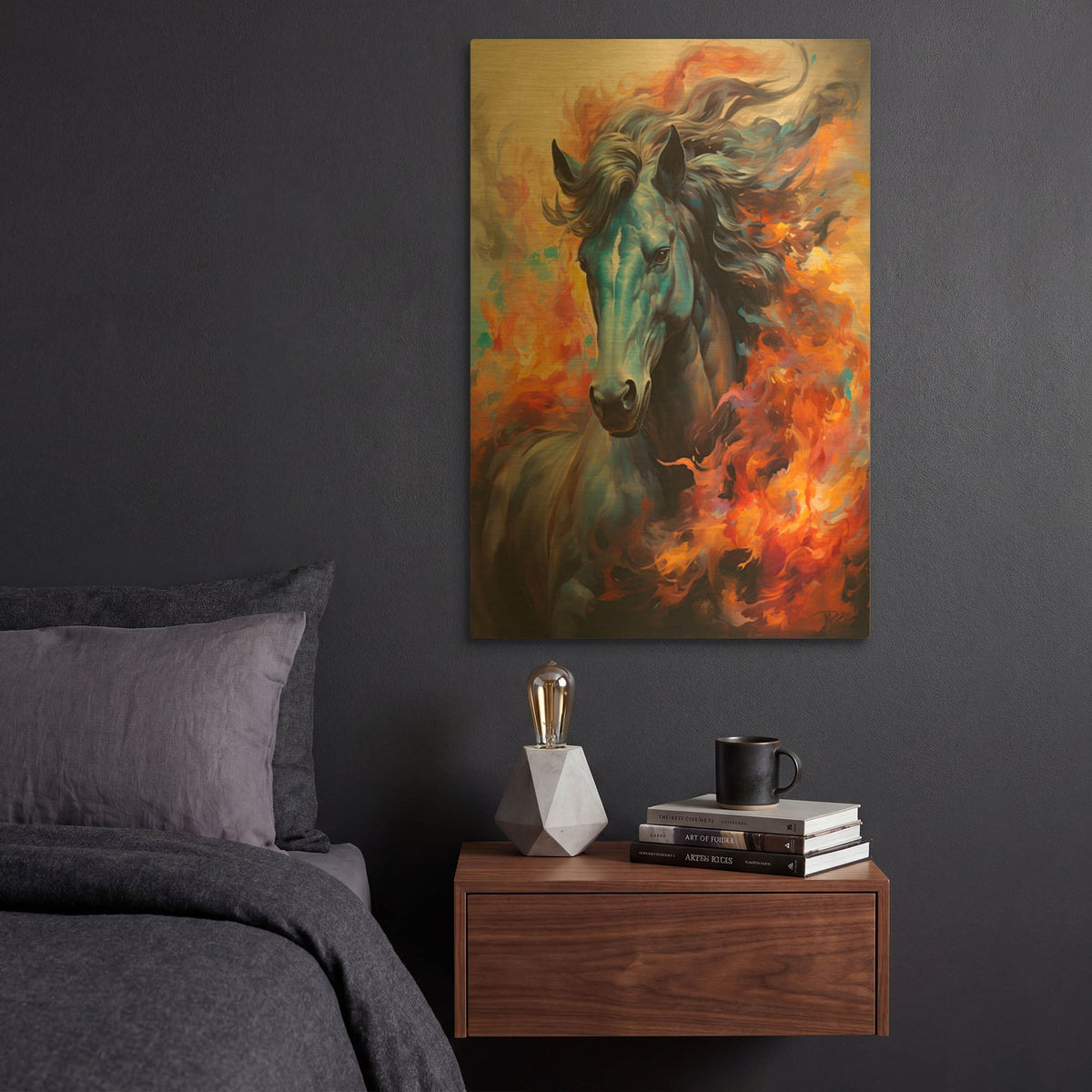 'Fire Horse' By Momart Gold Metal Wall Art