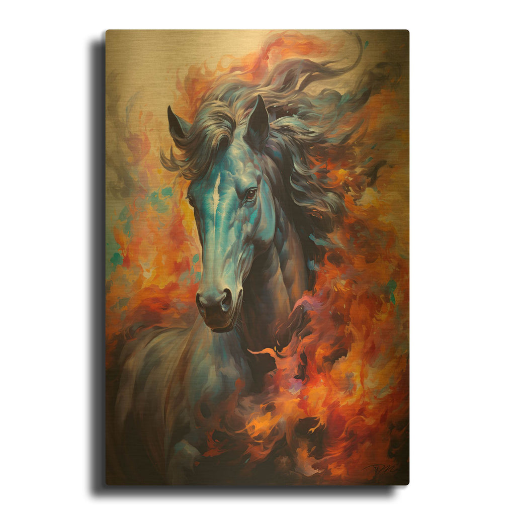 'Fire Horse' By Momart Gold Metal Wall Art