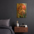 'Flamingo And Tulip Abstract 2' By Momart Gold Metal Wall Art