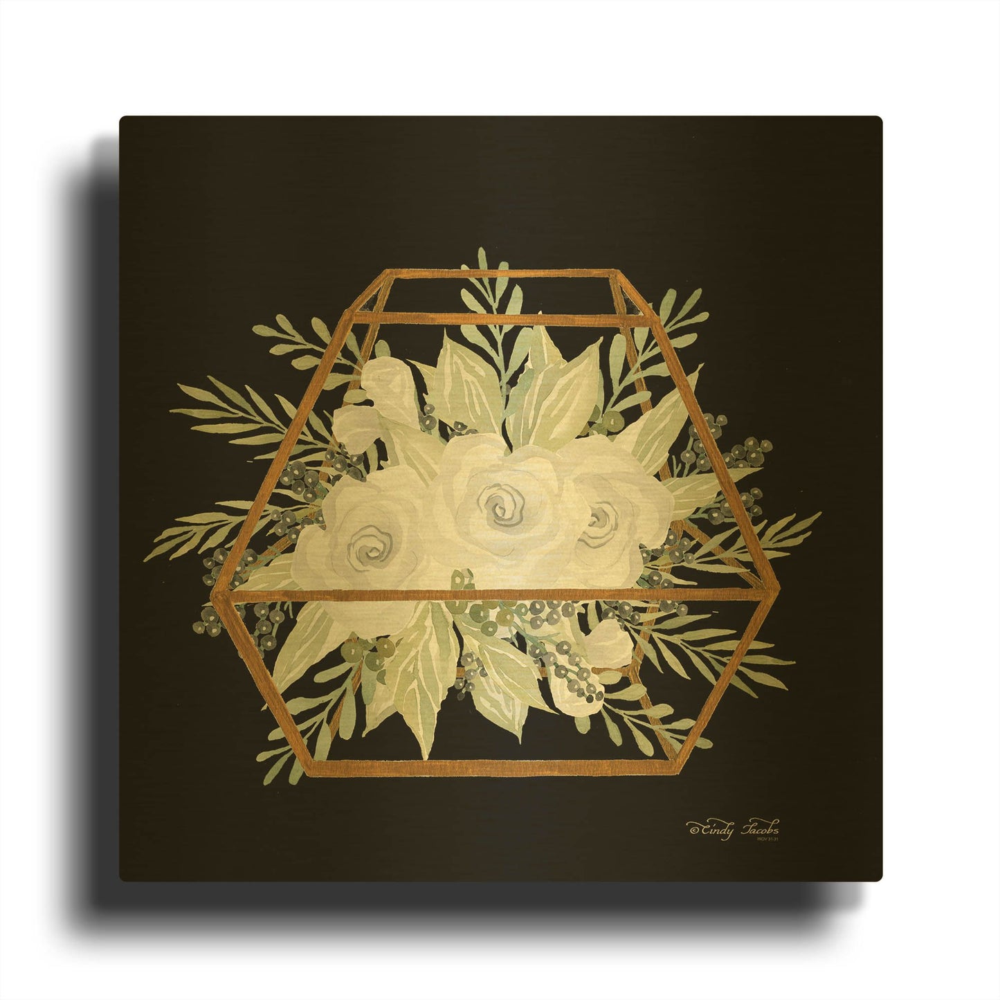 'Gold Geometric Polygon' By Cindy Jacobs Gold Metal Wall Art