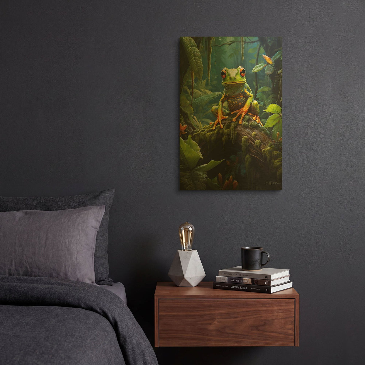 'Frog In The Forest' By Momart Gold Metal Wall Art