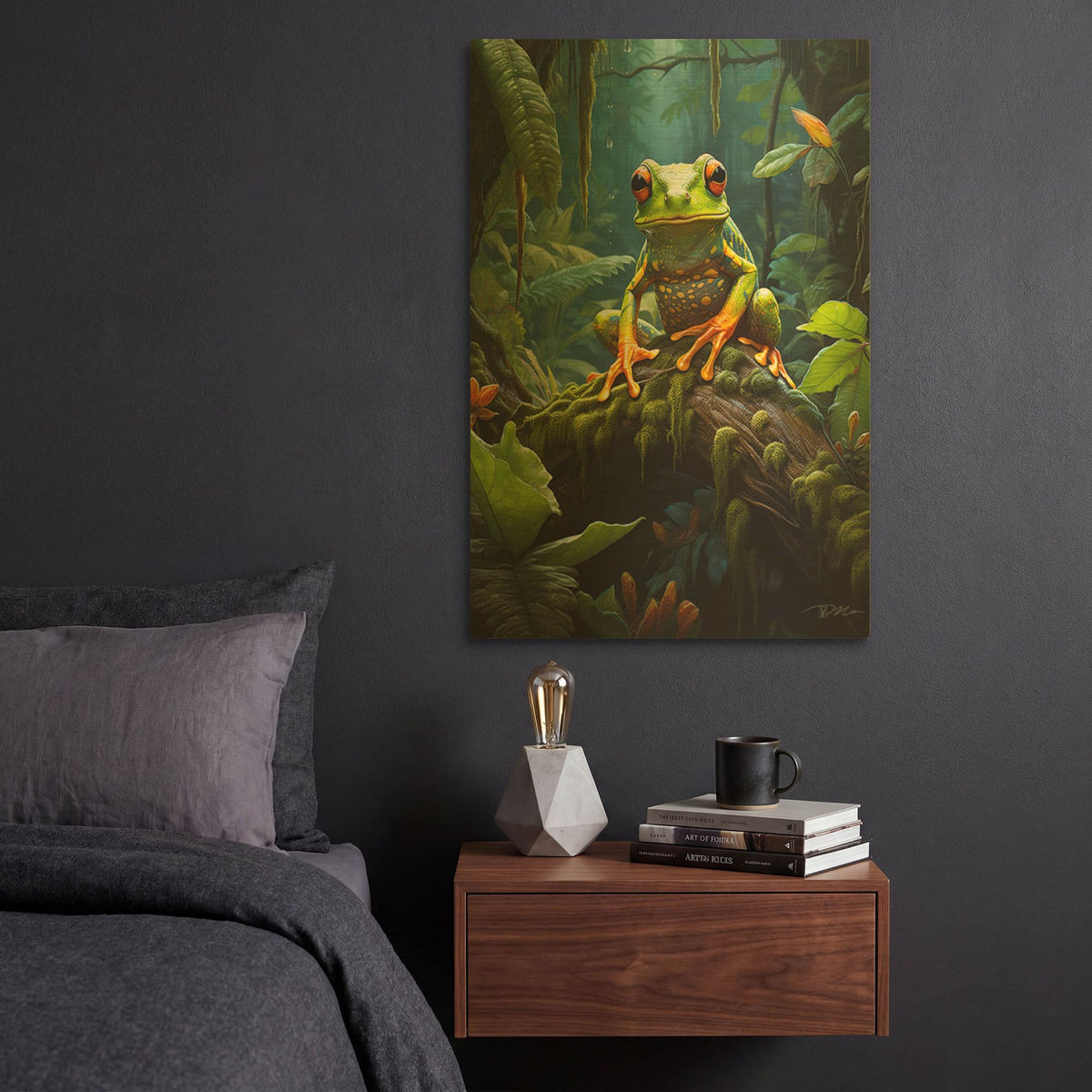 'Frog In The Forest' By Momart Gold Metal Wall Art