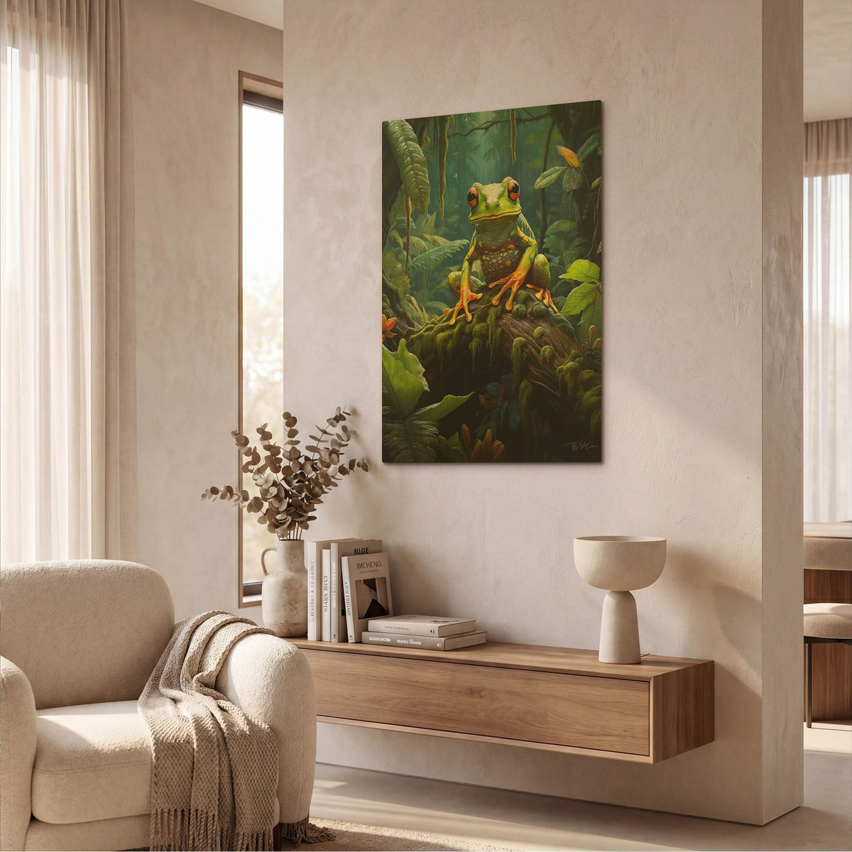 'Frog In The Forest' By Momart Gold Metal Wall Art