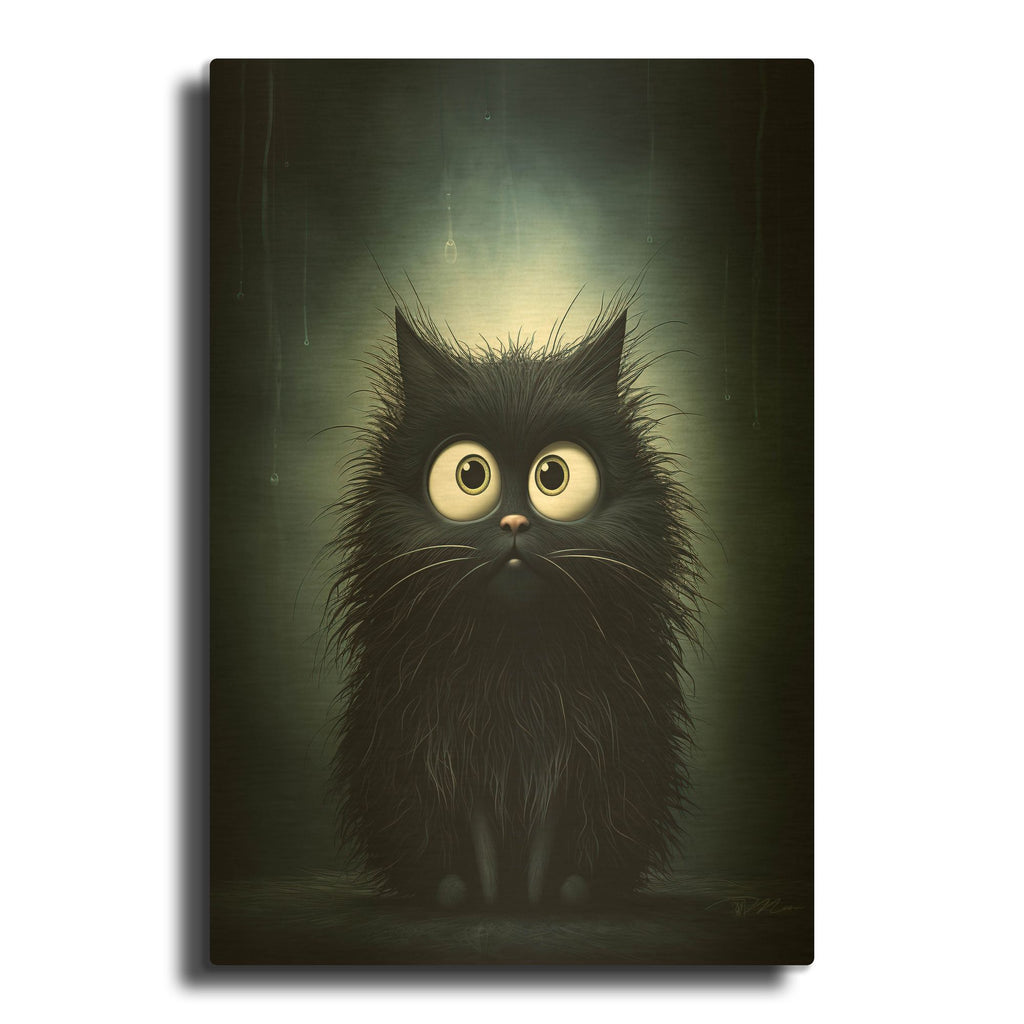'Funny Black Cat' By Momart Gold Metal Wall Art