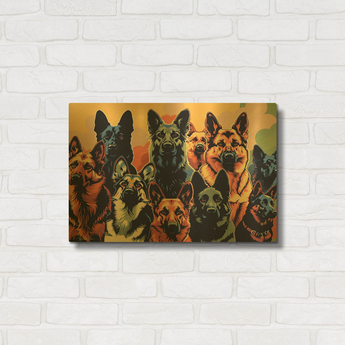 'German Shepherd Poster' By Momart Gold Metal Wall Art